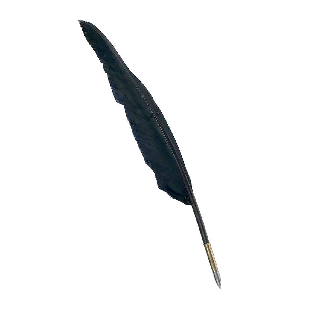 The Shadow Scribe – Black Goose Feather Quill with Brass Nib Holder