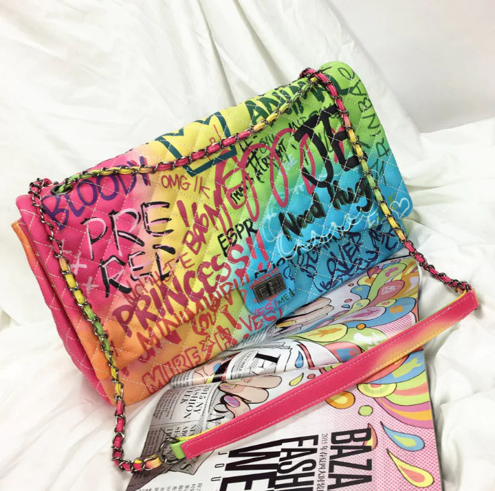 2019 New Chic Colorful Graffiti Large Shoulder Bag