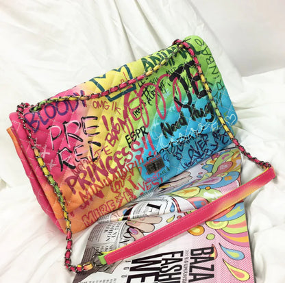 2019 New Chic Colorful Graffiti Large Shoulder Bag