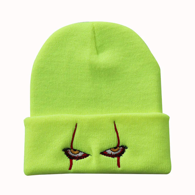 Scary Eyes Embroidery Knit Beanie for Cold Weather