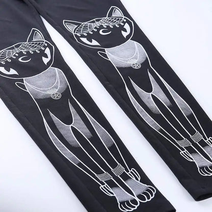 Gothic Style Printed Yoga Leggings for Women