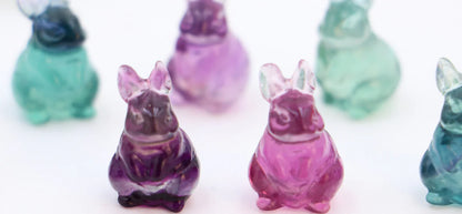 Natural Crystal Fluorite Rabbit DIY Decorative Figurine