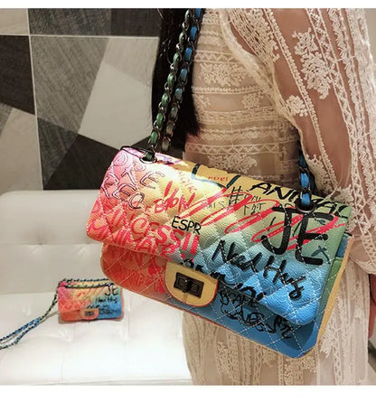 2019 New Chic Colorful Graffiti Large Shoulder Bag
