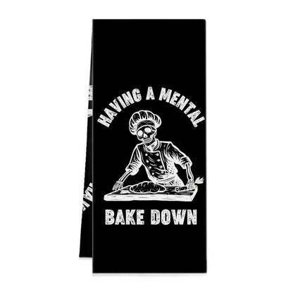 GICHUGI Funny Black Goth Skull Skeleton Kitchen TowelsGothic Skull Chef Hand TowelsHave A Meal Kitchen Dish Towels for Kitchen BathroomGoth Skeleton DecorGift for Goth Lover