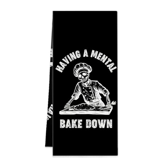 GICHUGI Funny Black Goth Skull Skeleton Kitchen TowelsGothic Skull Chef Hand TowelsHave A Meal Kitchen Dish Towels for Kitchen BathroomGoth Skeleton DecorGift for Goth Lover