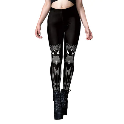 Gothic Style Printed Yoga Leggings for Women