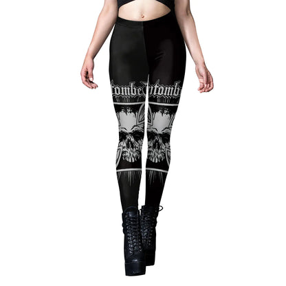 Gothic Style Printed Yoga Leggings for Women