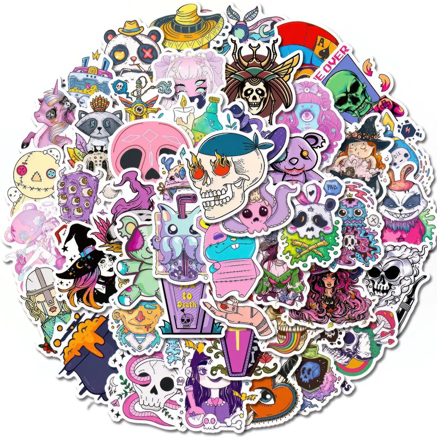 50 PCS Goth StickersCool Gothic Bulk Stickers for AdultsSkull Witch Goth AccessoriesSkull Stickers for Water BottlesLaptopsScrapbook Cards Envelopes