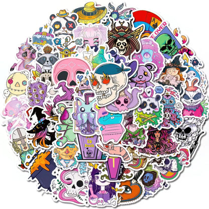 50 PCS Goth StickersCool Gothic Bulk Stickers for AdultsSkull Witch Goth AccessoriesSkull Stickers for Water BottlesLaptopsScrapbook Cards Envelopes