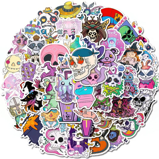 50 PCS Goth StickersCool Gothic Bulk Stickers for AdultsSkull Witch Goth AccessoriesSkull Stickers for Water BottlesLaptopsScrapbook Cards Envelopes