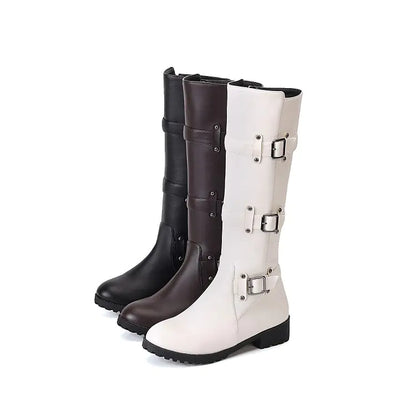 Belt Buckle Knee High Boots for Women (Sizes 40-48)