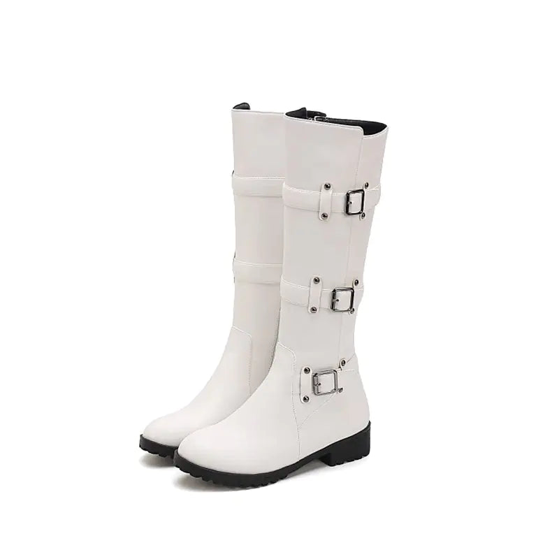 Belt Buckle Knee High Boots for Women (Sizes 40-48)