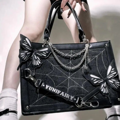 Dark Wind Maze Butterfly Tote Bag - Punk Goth Style