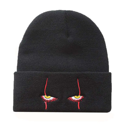 Scary Eyes Embroidery Knit Beanie for Cold Weather