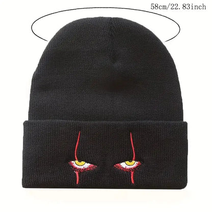 Scary Eyes Embroidery Knit Beanie for Cold Weather