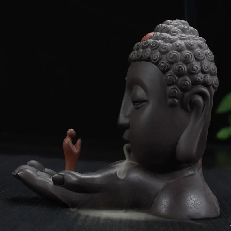 Buddha Incense Burner with Monks and Backflow Feature