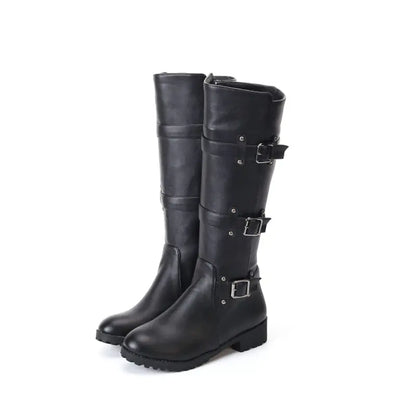 Belt Buckle Knee High Boots for Women (Sizes 40-48)