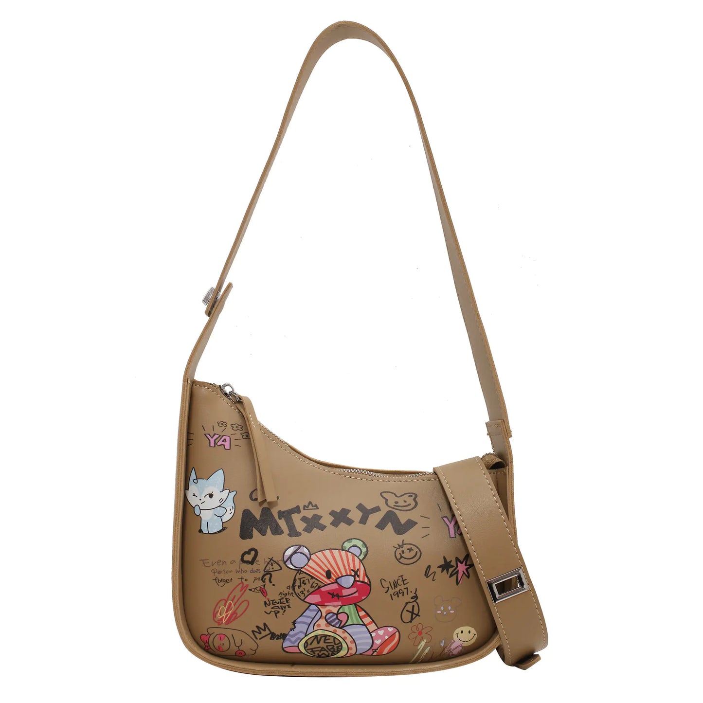 Trendy Women's Bear Graffiti Shoulder Handbag