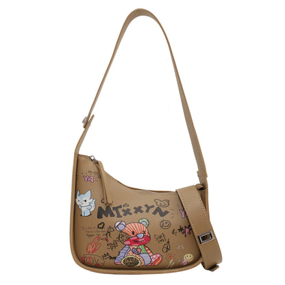 Trendy Women's Bear Graffiti Shoulder Handbag