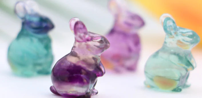 Natural Crystal Fluorite Rabbit DIY Decorative Figurine