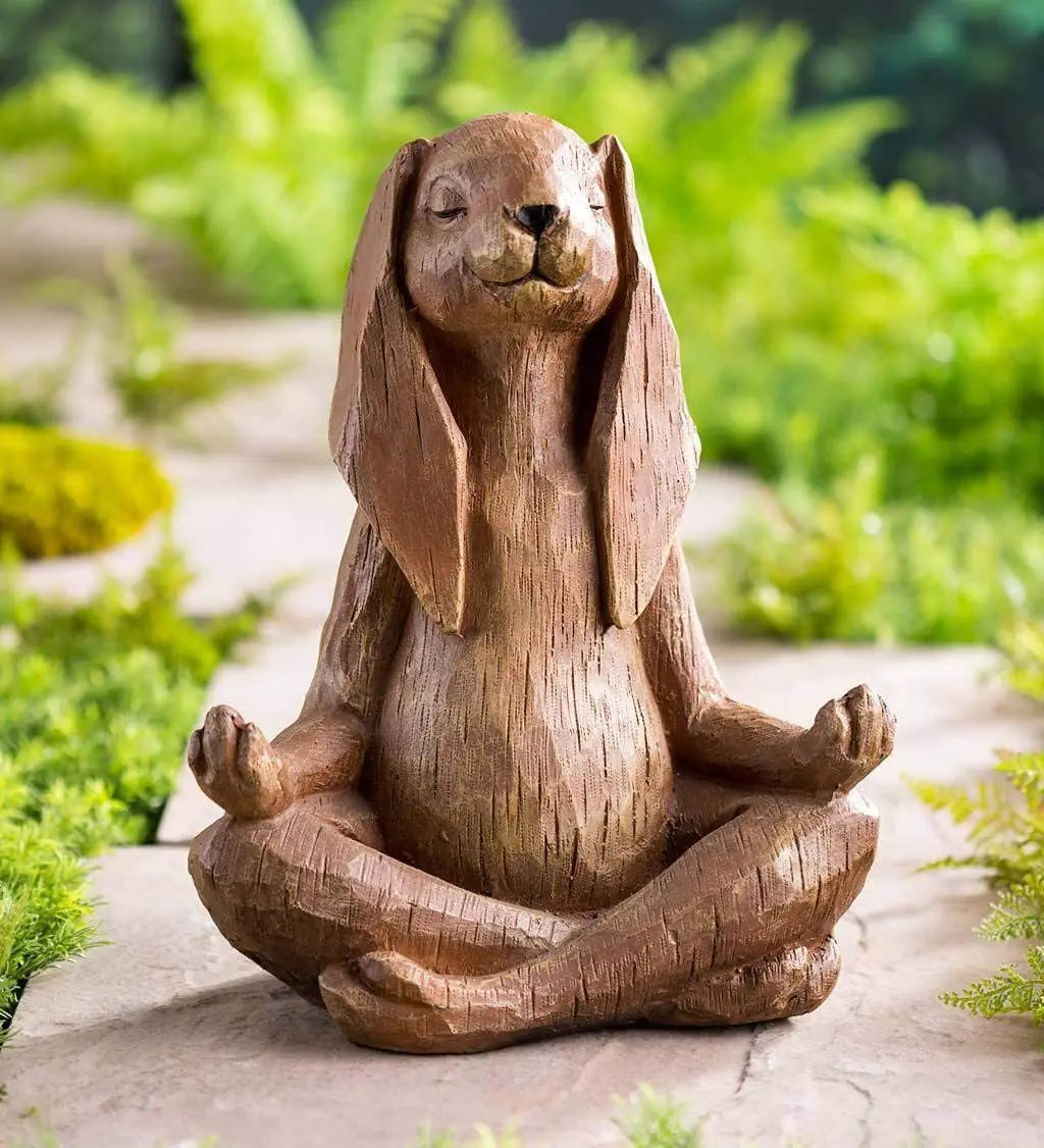 Zen Rabbit Sculpture for Garden and Parlor Decor