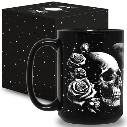 Skull Mug 15Oz Goth Gifts For Women Skull Gifts For Women - Witch Gifts Skull Gifts For Men Unique Skull Halloween Mug - Goth Decor Goth Mug - Skull Cup Gothic Gifts For Men Gifts For Gothic Women