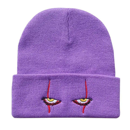Scary Eyes Embroidery Knit Beanie for Cold Weather