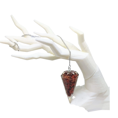 Pendulum -Cone -Chips Gemstone -Red Jasper
