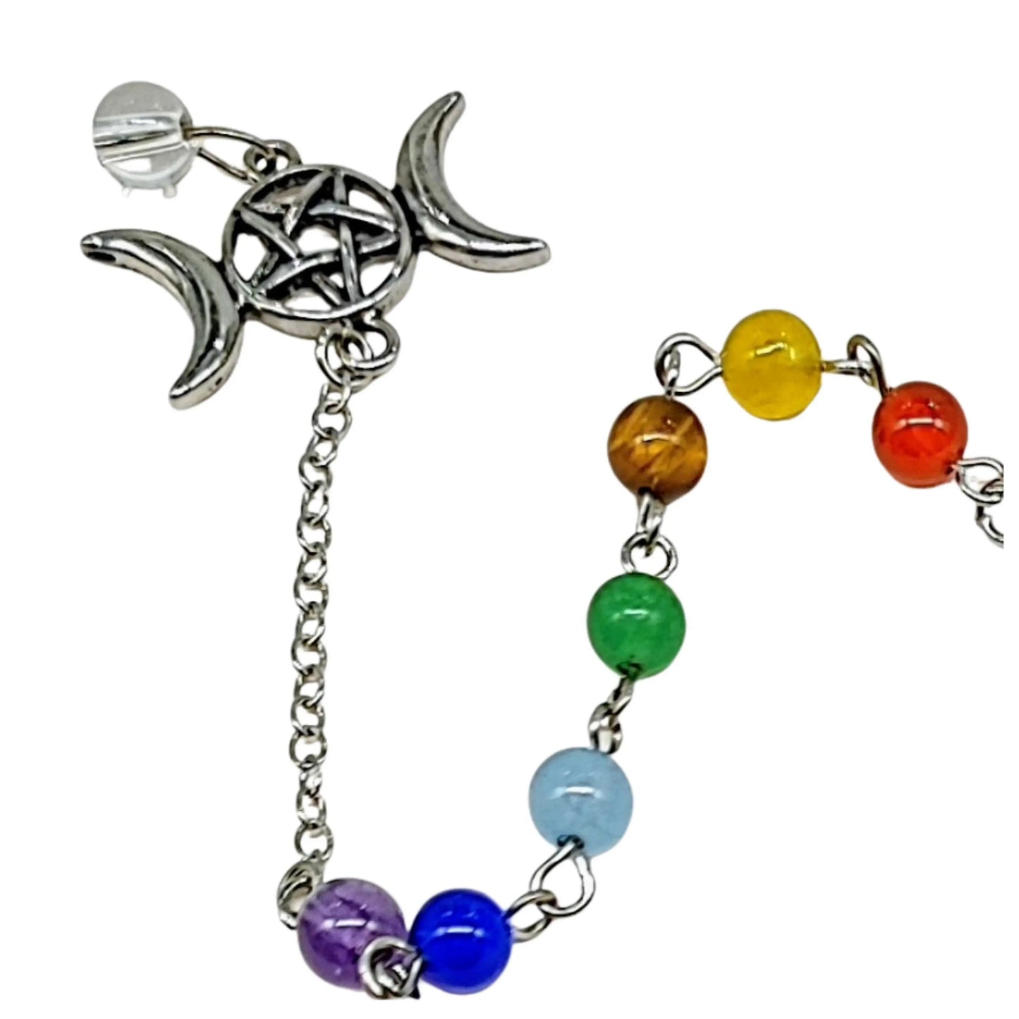 Pendulum - Cone - Green Aventurine - Triple Goddess Pentagram Charms