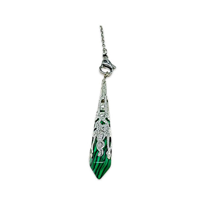 Pendulum - Pointed - Malachite - Stainless Steel Findings