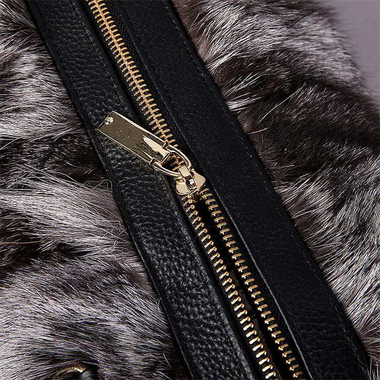 Elegant Fox Fur & Leather Tote (Spacious)