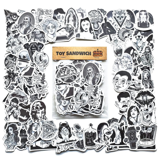 100 pcs Dark Goth Sticker Pack- Use as Creepy Eerie Horror Stickers Goth Room and Pagan Decor with Pentagram Skull Coffin Ouija Spooky Weird Black Cat Punk Edgy Gift Scary Decals (Matte Finish)