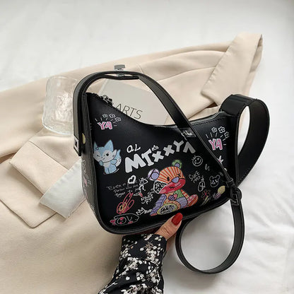 Trendy Women's Bear Graffiti Shoulder Handbag