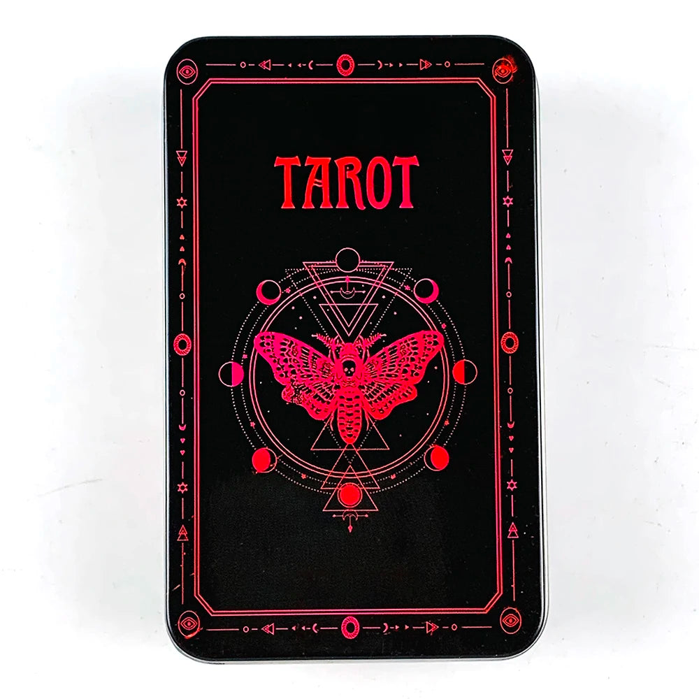 Tarot Cards High-Quality Tin Metal Box Tarot Deck Gilded Edge Guidebook With Paper Guidebook,Halloween and Christmas Card Games