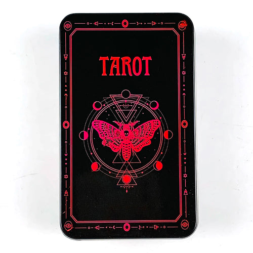 Tarot Cards High-Quality Tin Metal Box Tarot Deck Gilded Edge Guidebook With Paper Guidebook,Halloween and Christmas Card Games