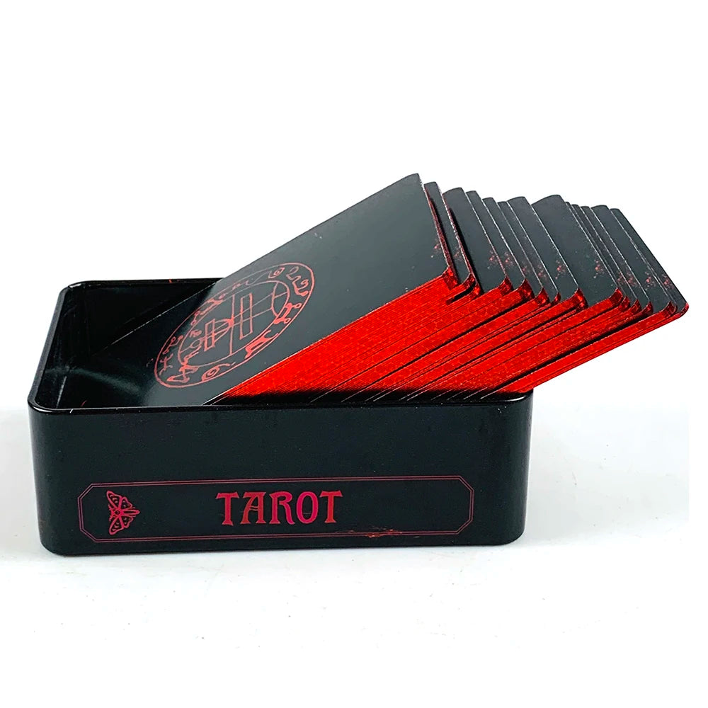 Tarot Cards High-Quality Tin Metal Box Tarot Deck Gilded Edge Guidebook With Paper Guidebook,Halloween and Christmas Card Games