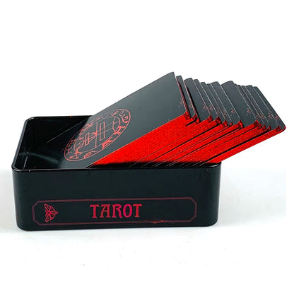 Tarot Cards High-Quality Tin Metal Box Tarot Deck Gilded Edge Guidebook With Paper Guidebook,Halloween and Christmas Card Games