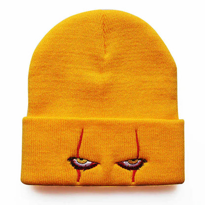 Scary Eyes Embroidery Knit Beanie for Cold Weather