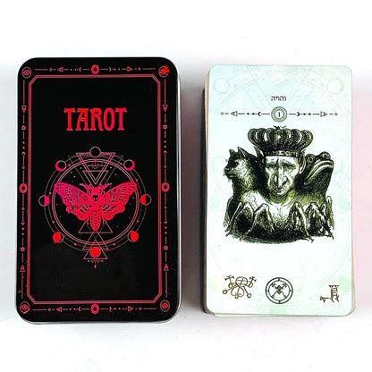 Tarot Cards High-Quality Tin Metal Box Tarot Deck Gilded Edge Guidebook With Paper Guidebook,Halloween and Christmas Card Games