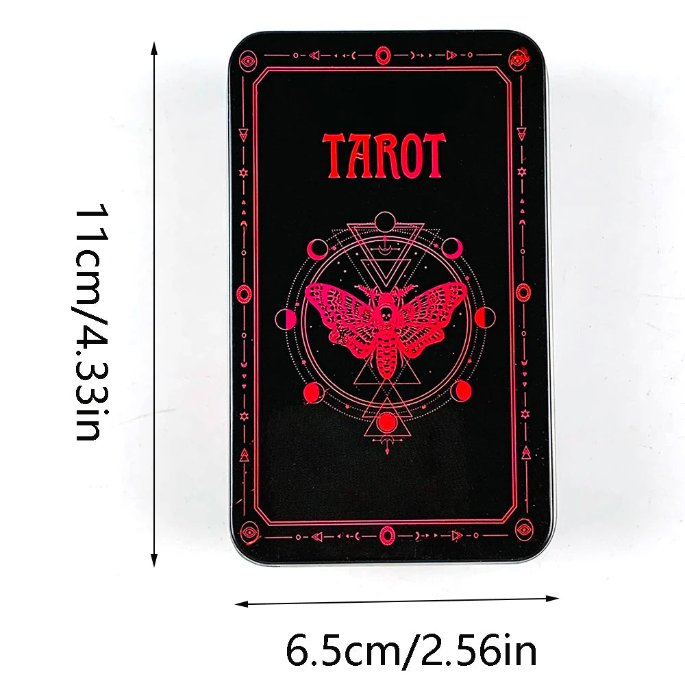Tarot Cards High-Quality Tin Metal Box Tarot Deck Gilded Edge Guidebook With Paper Guidebook,Halloween and Christmas Card Games
