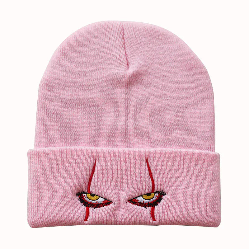 Scary Eyes Embroidery Knit Beanie for Cold Weather
