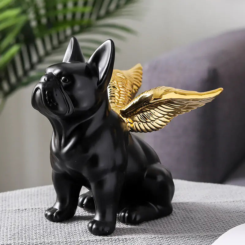 Minimalist Black Gold Bulldog Ceramic Figurine Decor