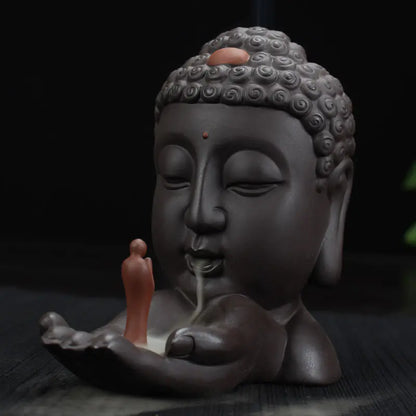 Buddha Incense Burner with Monks and Backflow Feature