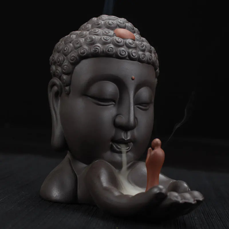 Buddha Incense Burner with Monks and Backflow Feature
