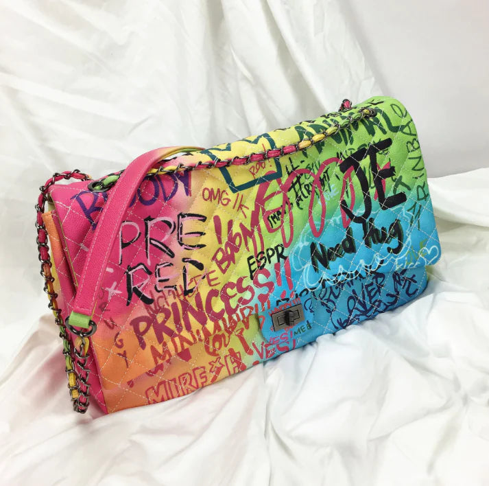 2019 New Chic Colorful Graffiti Large Shoulder Bag