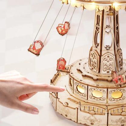 DIY Wooden Dreamy Musical Flying Chair Carousel Puzzle