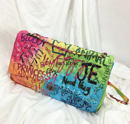 2019 New Chic Colorful Graffiti Large Shoulder Bag