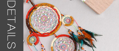 Colorful Dream Catcher with Five Rings and Pendant