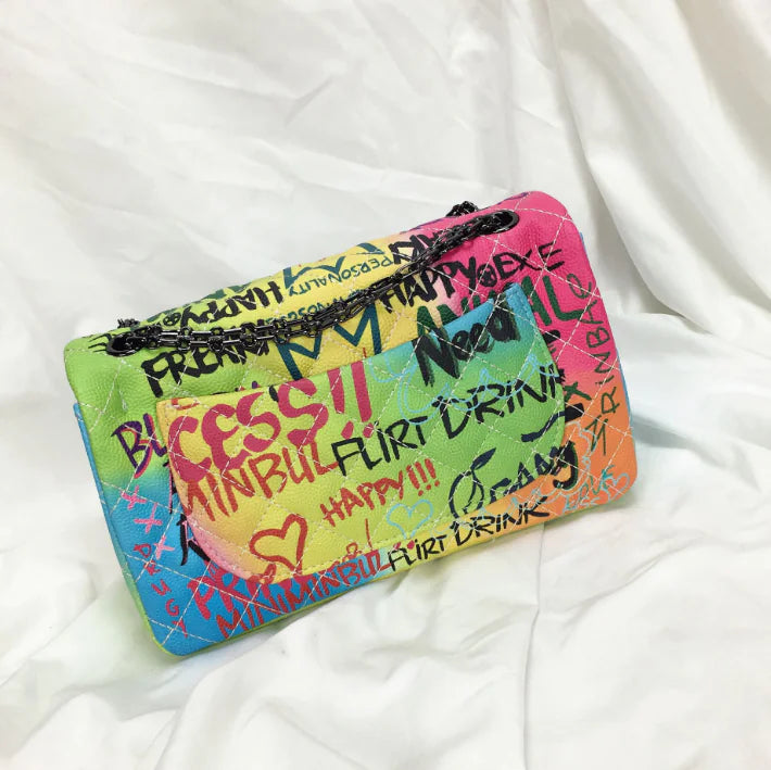 2019 New Chic Colorful Graffiti Large Shoulder Bag