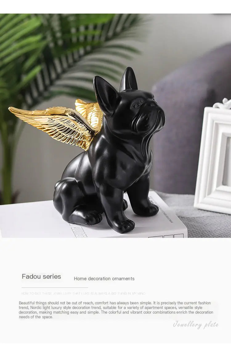 Minimalist Black Gold Bulldog Ceramic Figurine Decor